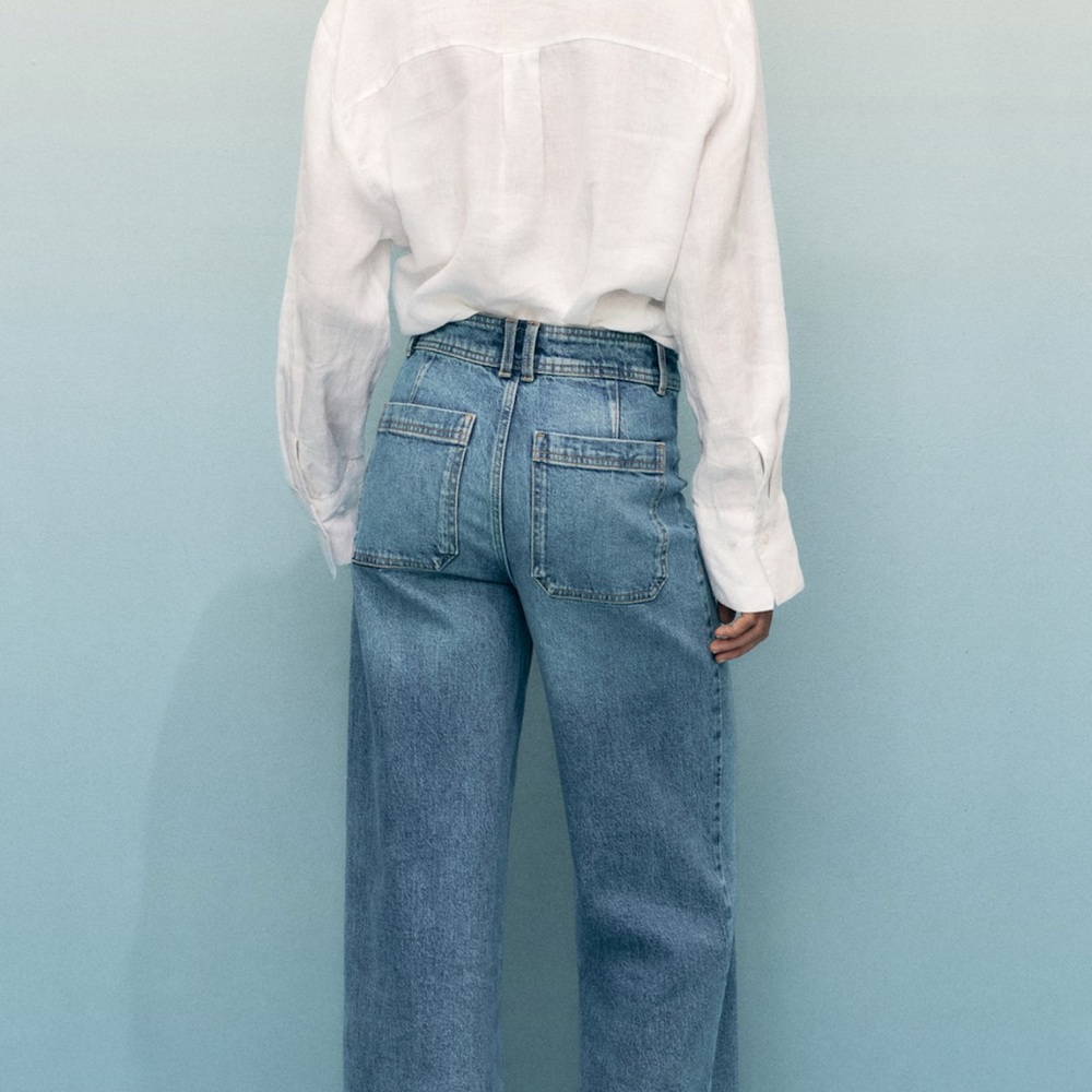 Mango Blue Culotte Wide Leg Jeans